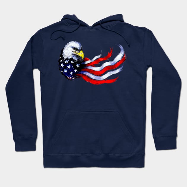 4th of July - Patriotic Eagle Design - Flag USA - Sticker Hoodie by JMPrint